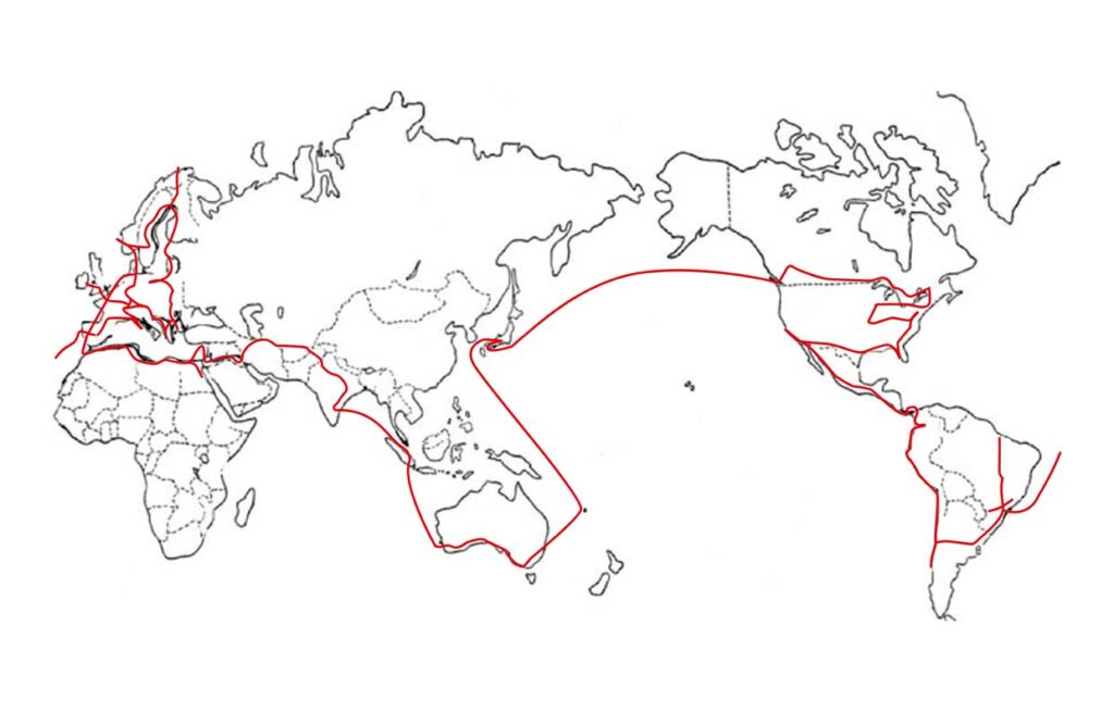 YDS3による世界一周ルート